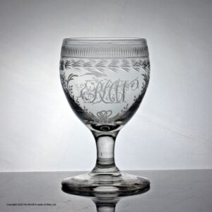 Late Georgian engraved tall plain stem goblet