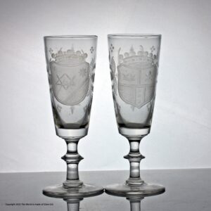 Pair of early Victorian Masonic armorial ale glasses
