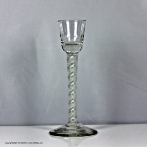 Georgian double series opaque twist cordial glass, conical foot