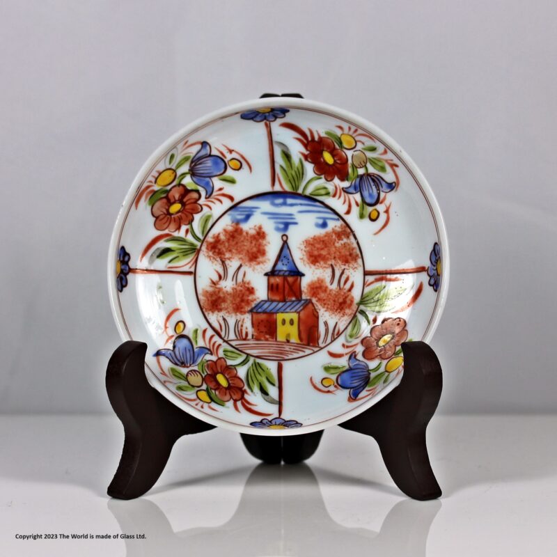 Scarce small enamelled Georgian glass tea saucer