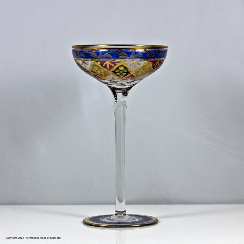 Fritz Heckert polychrome enamelled champagne coupe