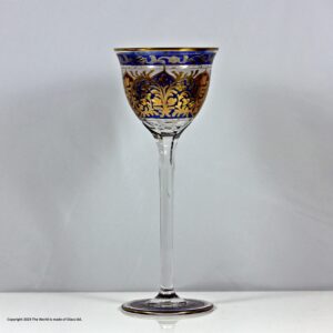 Fritz Heckert polychrome enamelled wine glass, everted rim