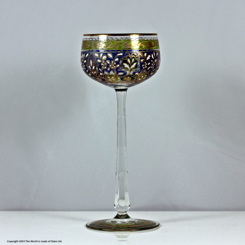 Fritz Heckert polychrome enamelled wine glass