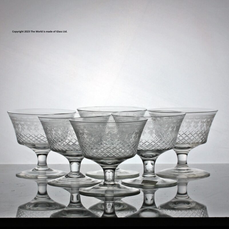 Set of six Pall Mall/Lady Hamilton pattern sundae glasses