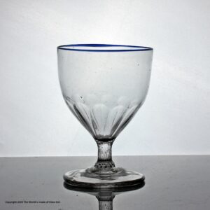 Scarce late Georgian flute-moulded rummer, blue glass rim