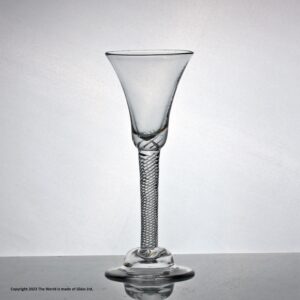 Georgian English multi spiral air twist wine glass, domed foot