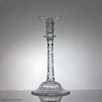 Large late 19th century, hand-blown, facet cut stem candlestick