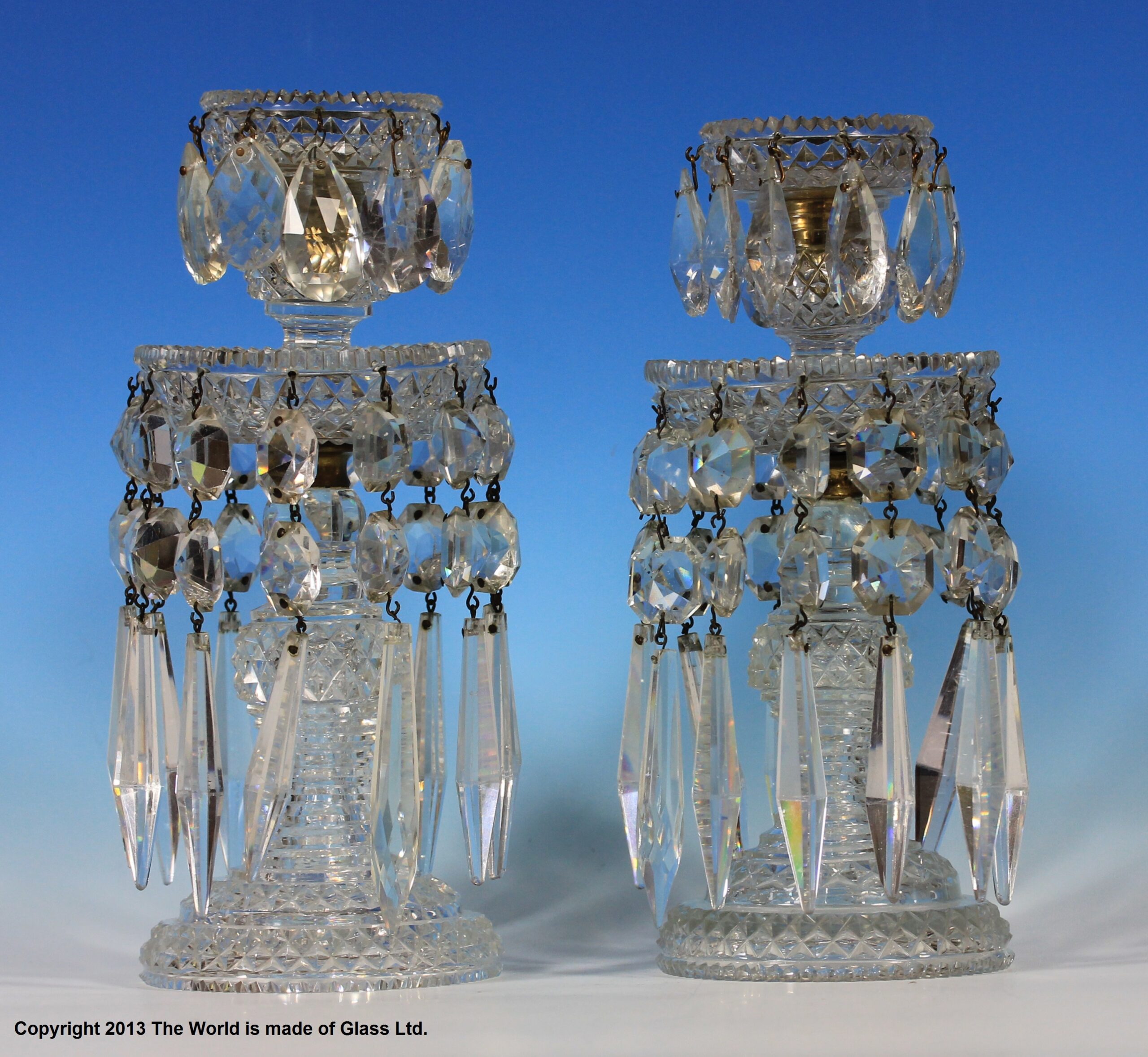 Pair of cut glass, Victorian table lustres – The World is Made of Glass