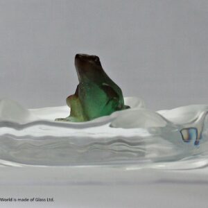 Daum pâté-de-verre frog on a lily pad figurine