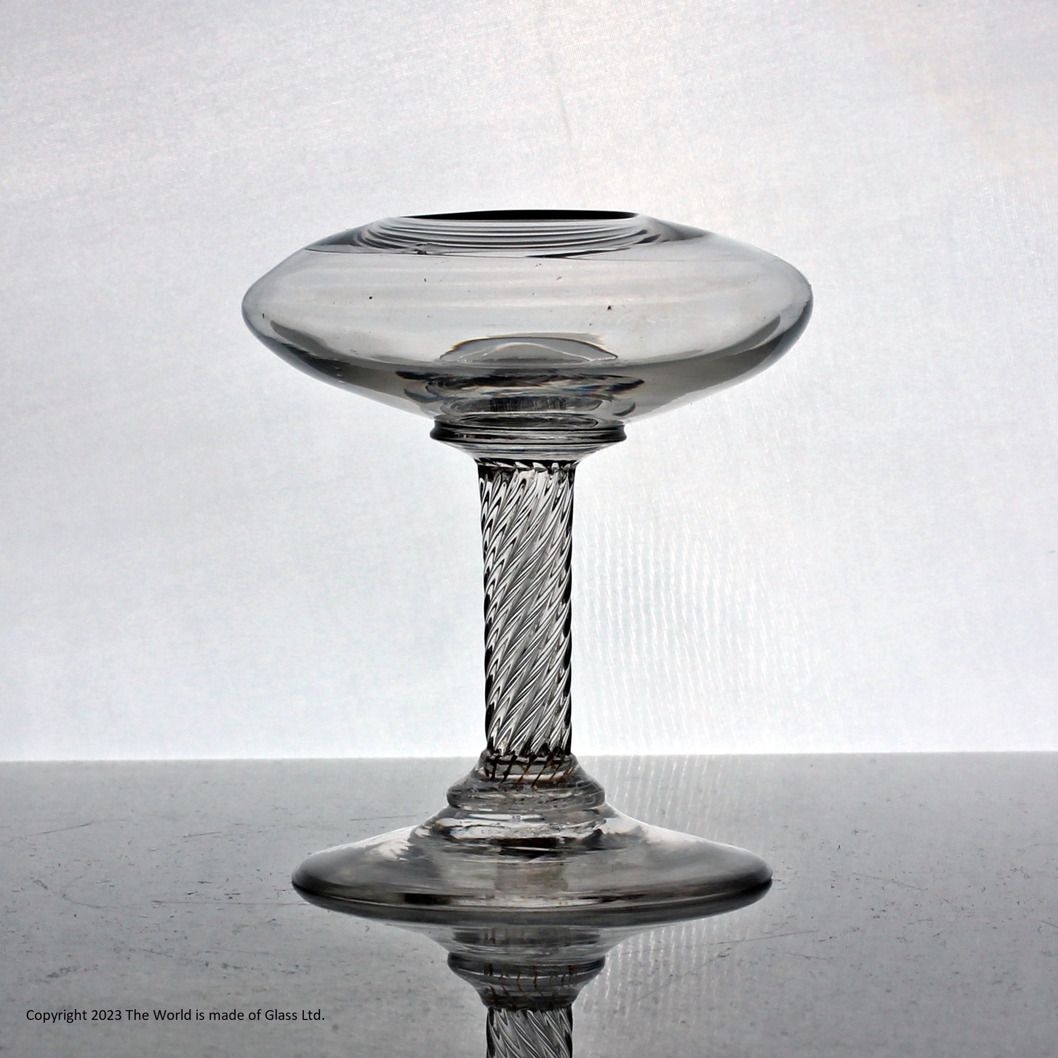 Georgian small incised twist stem oil lamp