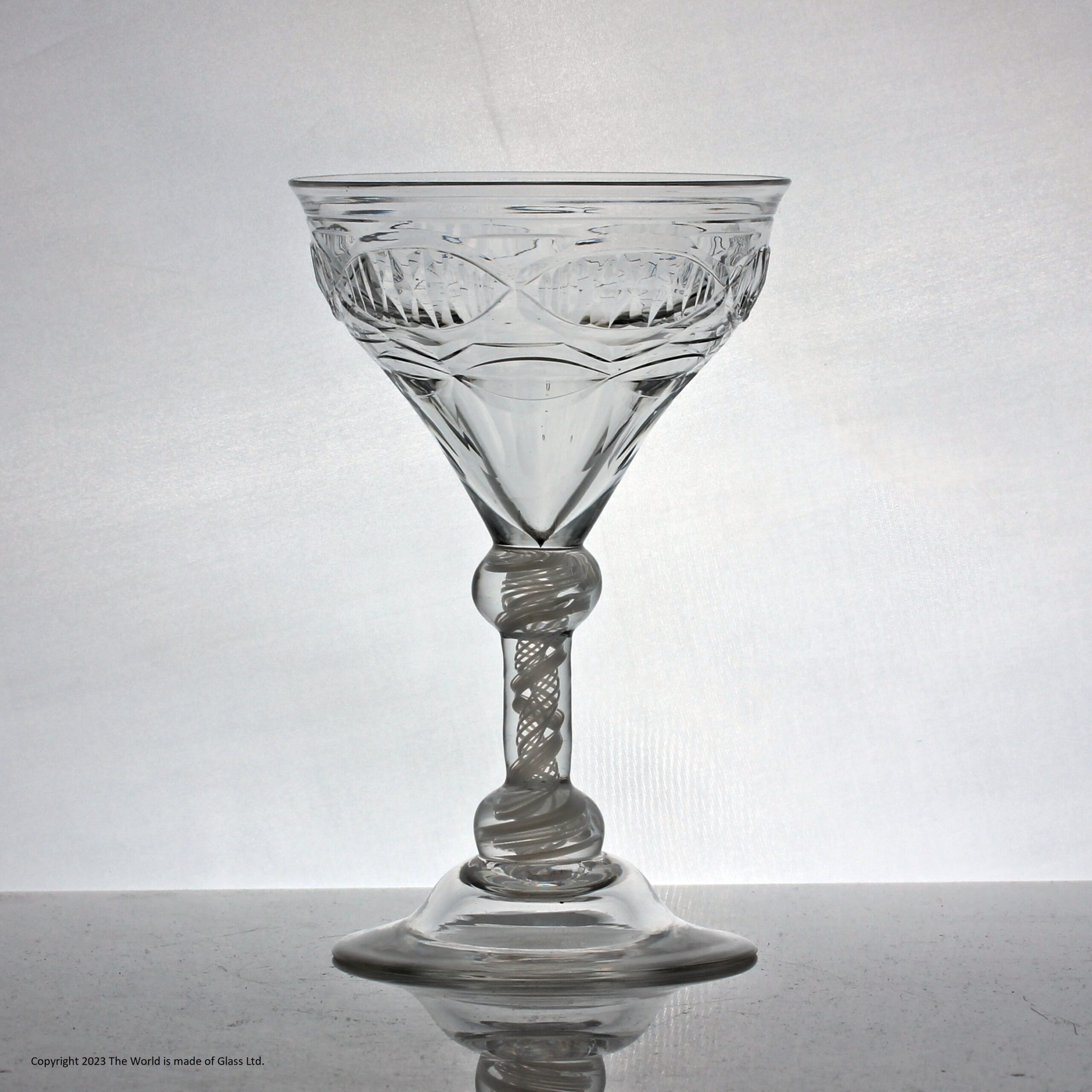 Scarce Georgian double series opaque twist sweetmeat glass
