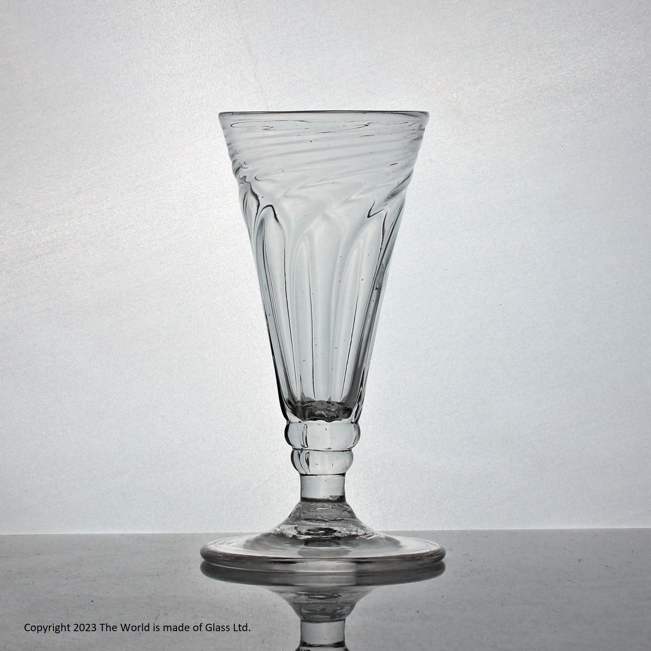 Georgian "Somerset" wrythen-moulded dwarf ale glass