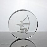 Val St. Lambert engraved Archer paperweight