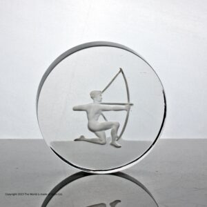 Val St. Lambert engraved Archer paperweight