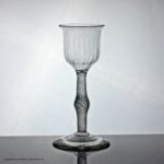 Georgian multi spiral air twist wine glass, everted bowl, medial knop