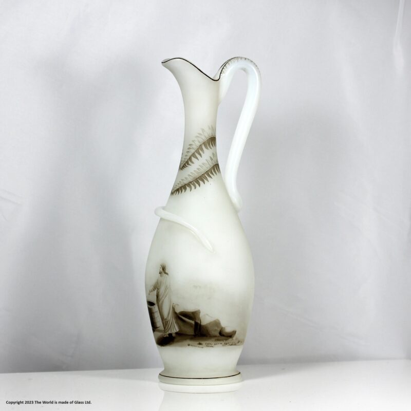 Victorian Richardsons vitrified enamel white glass ewer