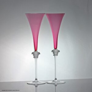 Pair of Rosenthal Versace Medusa Head champagne flutes