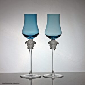 Pair of Rosenthal Versace Medusa Head port glasses