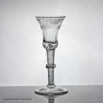 Georgian engraved multi spiral air twist wine glass, vermicular collar