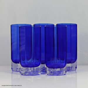 Set of five Rosenthal Versace Medusa Head cased blue tumblers