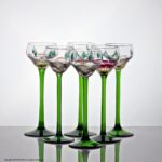 Set of six Theresienthal hand-enamelled cordial glasses