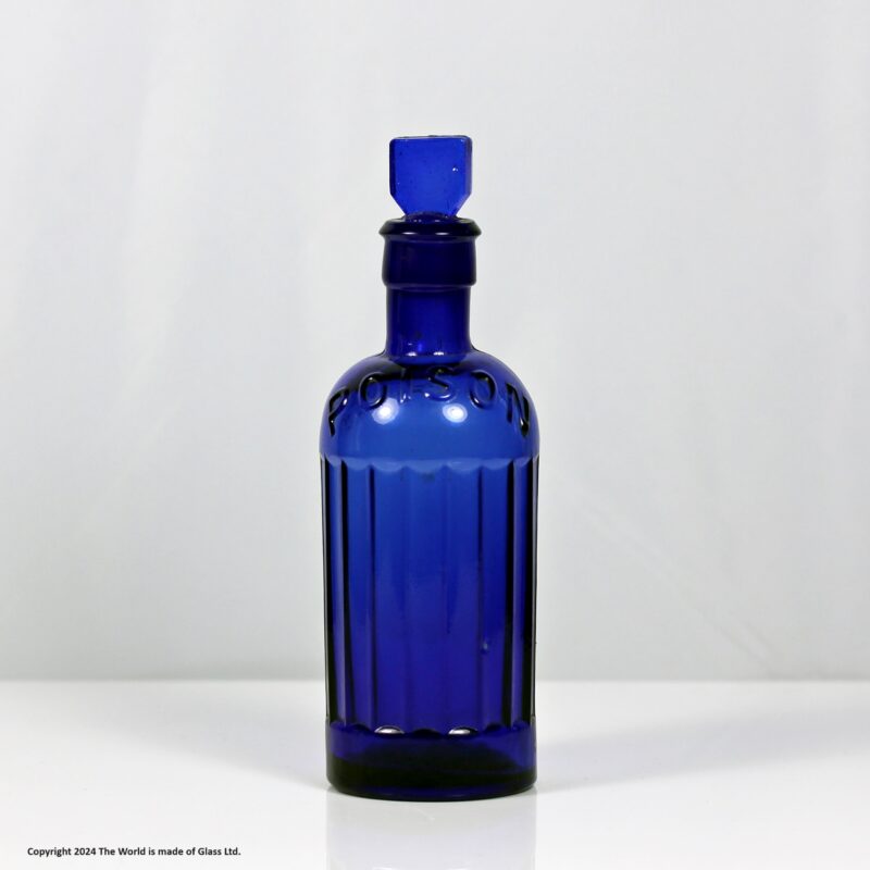 Late Victorian/Edwardian moulded glass Poison bottle