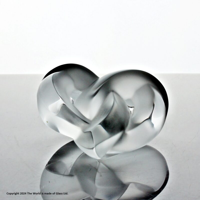 Lalique plaited Heart paperweight, satin finish clear glass