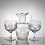 Victorian Richardsons of Stourbridge water jug and two goblets