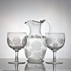 Victorian Richardsons of Stourbridge water jug and two goblets