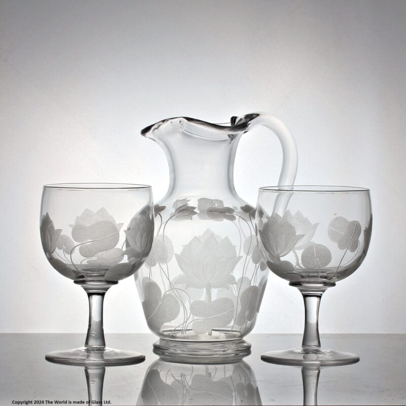 Victorian Richardsons of Stourbridge water jug and two goblets