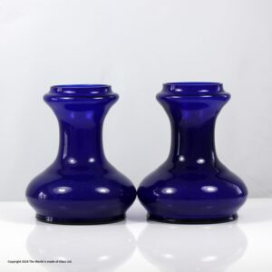Victorian pair of Bristol blue hyacinth vases