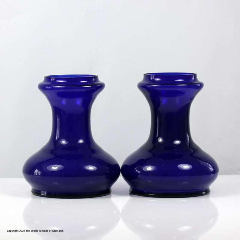 Victorian pair of Bristol blue hyacinth vases