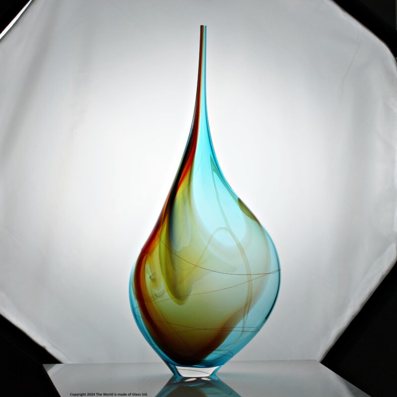 Phil Atrill mouth-blown oversized polychrome studio vase