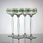 Set of four Theresienthal enamelled wine glasses