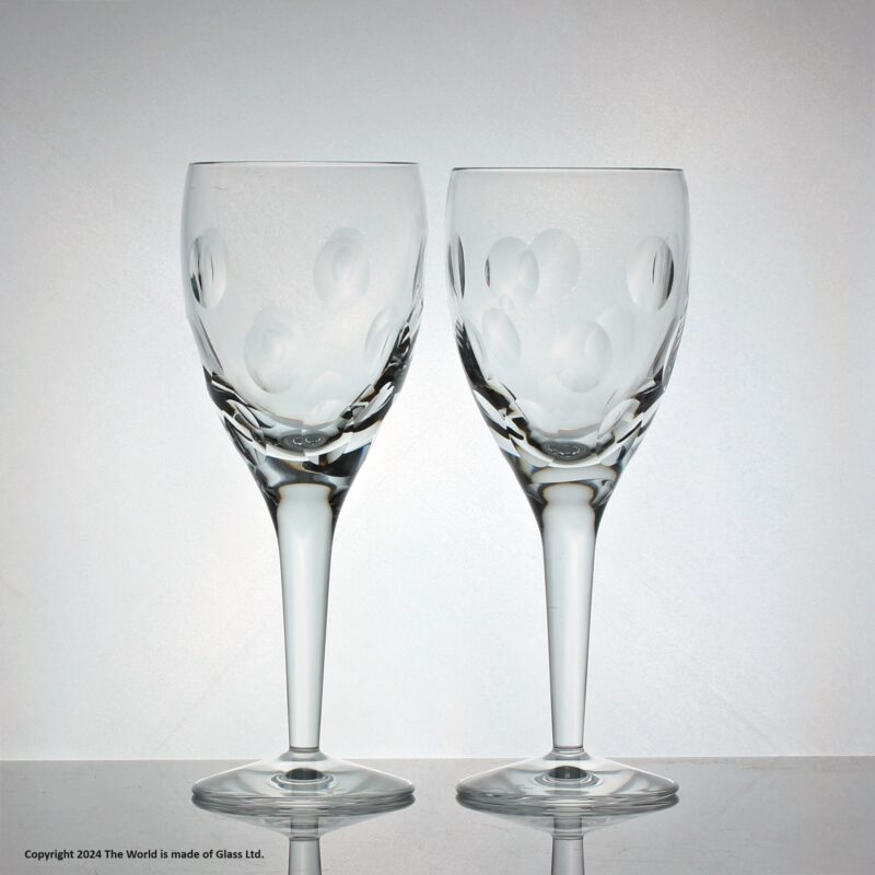 Pair of John Rocha for Waterford Imprint pattern wine glasses