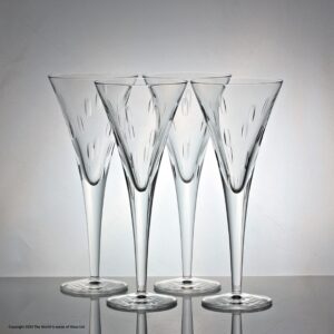 Set of four John Rocha for Waterford Incline Reed pattern large wine glasses