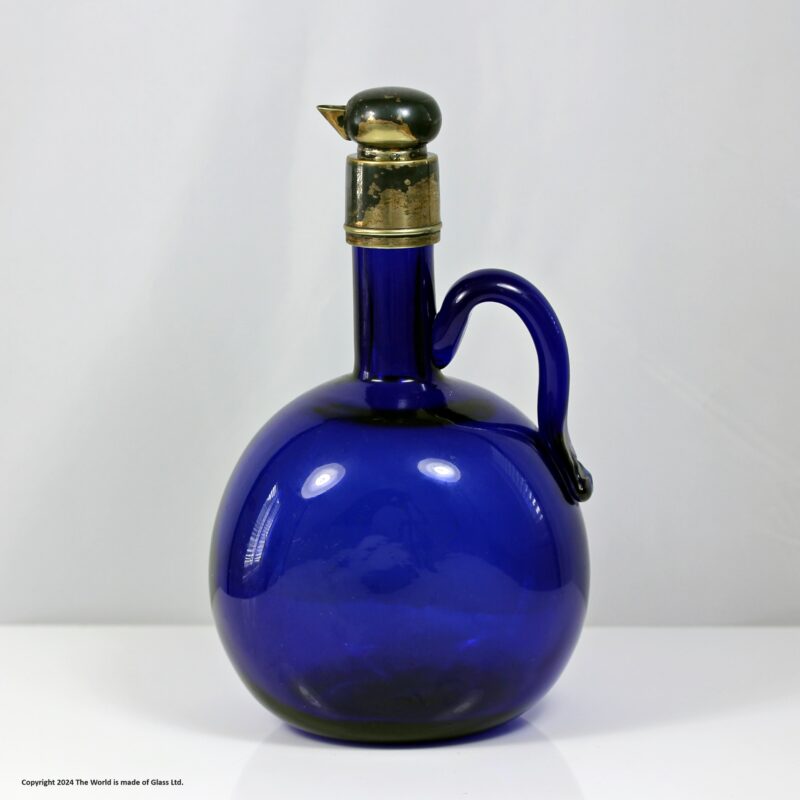 Victorian Bristol blue flagon decanter, pouring stopper