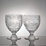 Victorian, large pair of hunting scene engraved mixing rummers