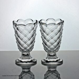 Victorian pair of heavily cut and dentated jelly glasses