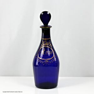 Georgian Bristol blue Indian Club shaped Rum decanter
