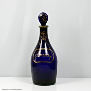 Georgian Bristol blue Indian Club shaped Brandy decanter