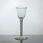 Georgian mixed twist wine glass, rounded funnel bowl