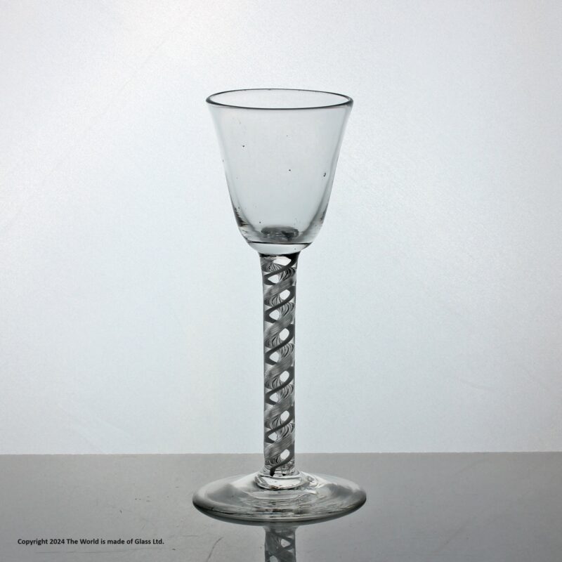 Georgian mixed twist wine glass, rounded funnel bowl