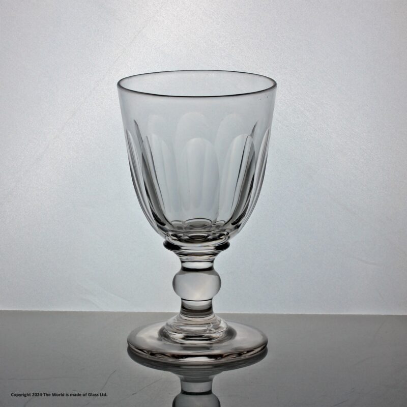 Victorian, English panel-cut ovoid bowl rummer glass