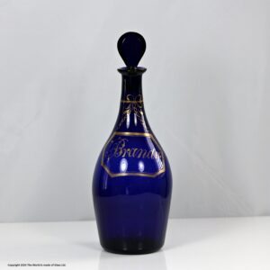 Georgian Bristol blue Indian Club shaped Brandy decanter
