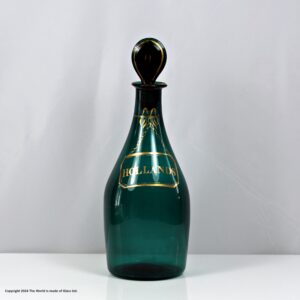 Georgian Bristol green Indian Club shaped Hollands decanter