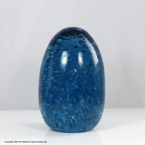 Victorian rare controlled bubble blue glass dump doorstop