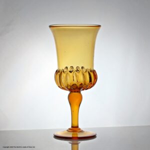 Victorian large mouth-blown gadrooned amber glass celery vase