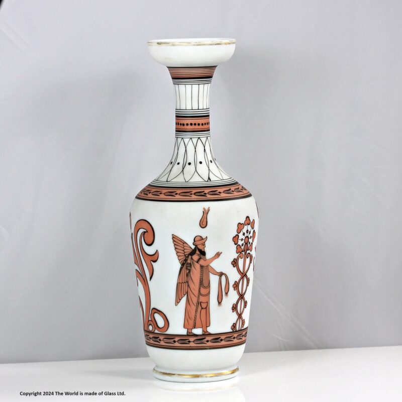 Victorian Harrach tall Etruscan vase
