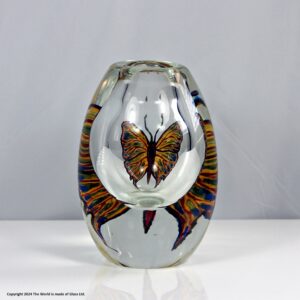 Vic Bamforth unique studio glass vase, Butterfly III pattern